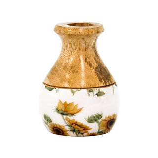 Sunflower Enamel Wood Vase