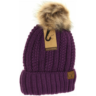 Fur Lined And Fur Pom Beanie