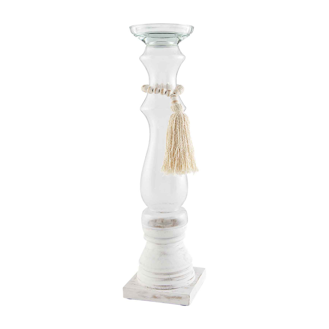 Glass and Wood Bead Candleholder