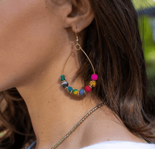 Aasha Open Frame Teardrop Round Bead Earrings - Bray and Em Boutique
