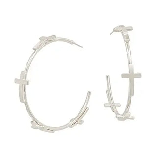 A meaningful statement you'll reach for every day. The Faithful Cross Hoop Earrings feature sleek silver-tone hoops adorned with delicate cross accents, creating a modern design with timeless symbolism. Lightweight and easy to style, these hoops pair beautifully with everything from casual denim to your Sunday best, making them a thoughtful addition to any jewelry collection.

Details:

Silver-tone finish
Hoop design with cross accents
Lightweight for comfortable all-day wear
Post-back closure
