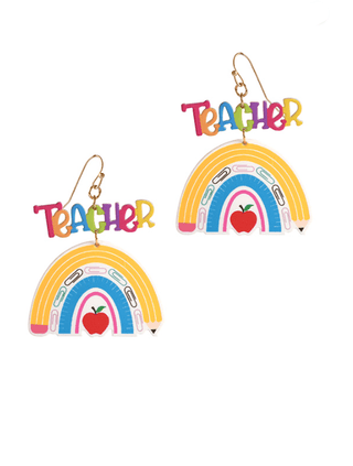 Acrylic School Teacher Rainbow Earring - Bray and Em Boutique