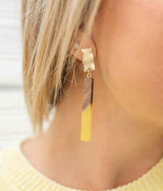 Acrylic & Wood Bar Earrings - Bray and Em Boutique