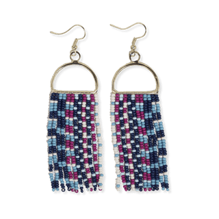Allison Horizontal Stripe Beaded Fringe Earrings - Bray and Em Boutique