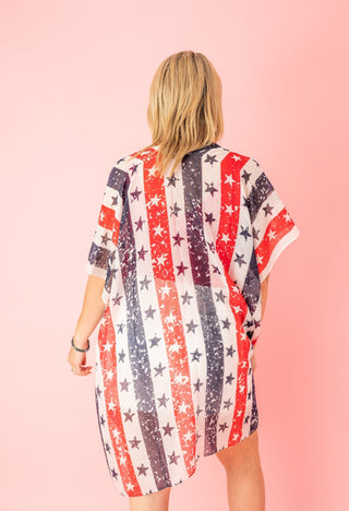 American Flag Star Kimono - Bray and Em Boutique