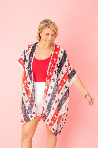 American Flag Star Kimono - Bray and Em Boutique