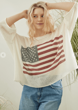 American Rebel Flag Print Sweater - Bray and Em Boutique