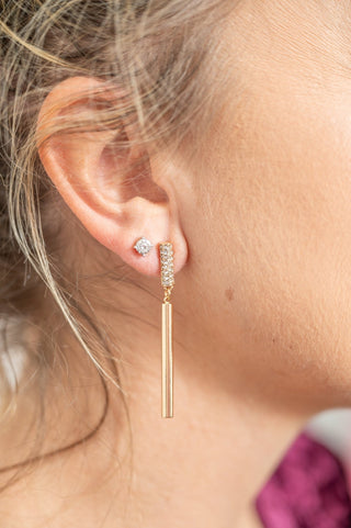 Are You Ready Rhinestone Bar Drop Earrings - Bray and Em Boutique