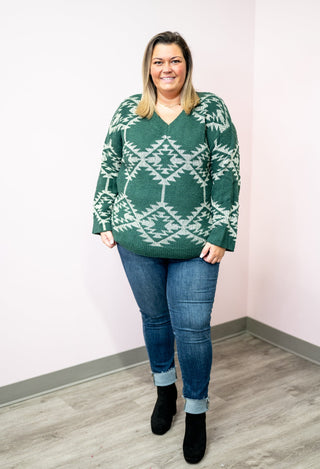 Aztec Popcorn Knit Sweater - Bray and Em Boutique