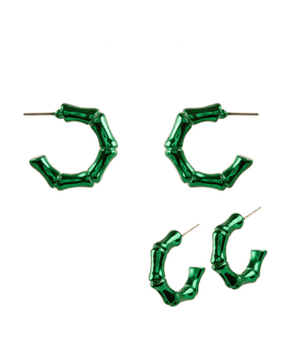 Bamboo Metal Hoop Earrings - Bray and Em Boutique