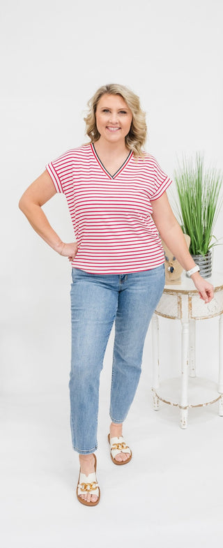 Banded Beauty Stripe Top - Bray and Em Boutique
