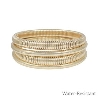 Bangle and Ribbed Stretch Bracelet Set - Bray and Em Boutique