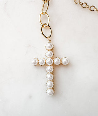 B.b.Lila Cross Pearl Necklace - Bray and Em Boutique