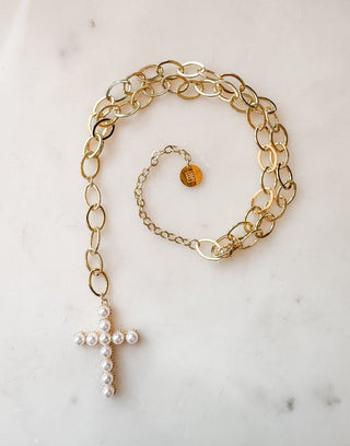 B.b.Lila Cross Pearl Necklace - Bray and Em Boutique