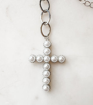 B.b.Lila Cross Pearl Necklace - Bray and Em Boutique