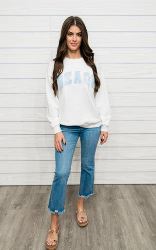 "Beach" Babe Terry Sweatshirt - Bray and Em Boutique