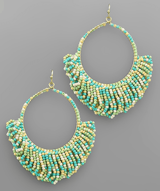 Bead Fan Tassel Oval Earrings - Bray and Em Boutique