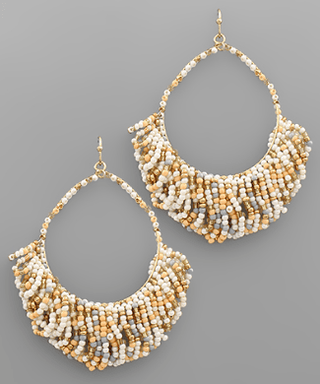 Bead Fan Tassel Oval Earrings - Bray and Em Boutique