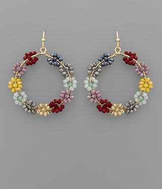 Beaded Flower Hoop Earrings - Bray and Em Boutique