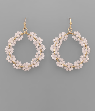 Beaded Flower Hoop Earrings - Bray and Em Boutique