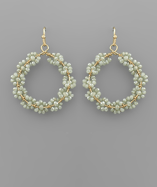 Beaded Flower Hoop Earrings - Bray and Em Boutique