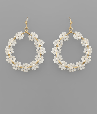 Beaded Flower Hoop Earrings - Bray and Em Boutique