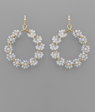 Beaded Flower Hoop Earrings - Bray and Em Boutique