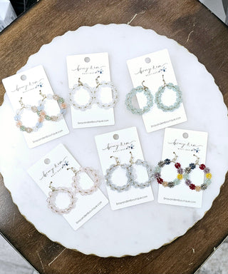 Beaded Flower Hoop Earrings - Bray and Em Boutique