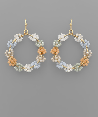 Beaded Flower Hoop Earrings - Bray and Em Boutique