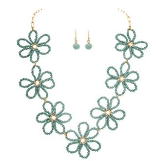 Beaded Flower Links Necklace Set - Bray and Em Boutique