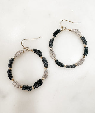Beaded Two Tone Hoop Earrings - Bray and Em Boutique