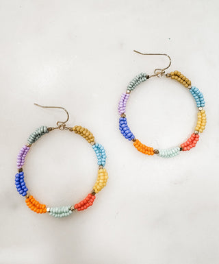 Beaded Two Tone Hoop Earrings - Bray and Em Boutique