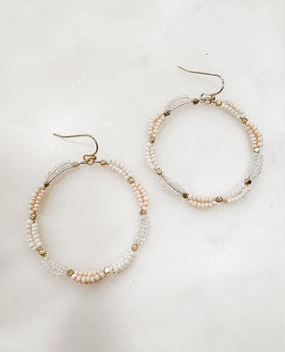Beaded Two Tone Hoop Earrings - Bray and Em Boutique