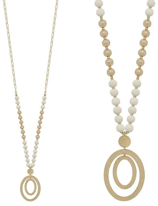 Beaded with Double Oval Gold Drop Necklace - Bray and Em Boutique