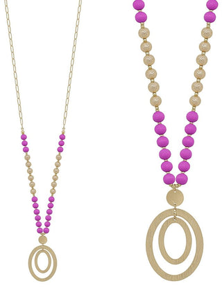 Beaded with Double Oval Gold Drop Necklace - Bray and Em Boutique