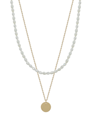 Beads w/ Circle Pendant Double Necklace - Bray and Em Boutique