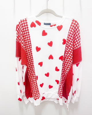 Beloved Spark Heart Print Top - Bray and Em Boutique