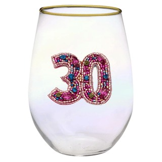 Birthday Number Rhinestone Stemless Wine Glasses - Bray and Em Boutique