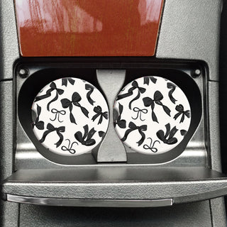 PREORDER Mugsby: Black Bow Coquette Car Coasters