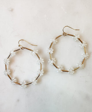 Bloom Beauties Flower Beaded Hoop Earring - Bray and Em Boutique