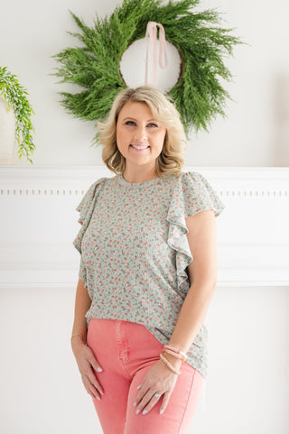Bloom & Bliss Ruffle Sleeve Top - Bray and Em Boutique