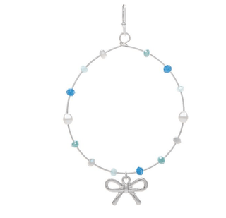 Blue Bead Bow Charm Circle Earring - Bray and Em Boutique