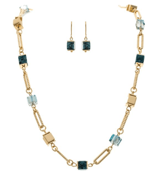 Blue Ice Geometric Necklace Set - Bray and Em Boutique