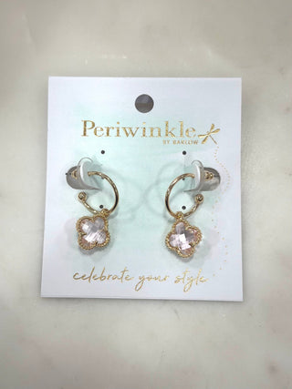 Blushing Clover Charm Hoops - Bray and Em Boutique