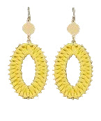 Sunwoven Oval Drop Earrings

Bright, playful, and effortlessly chic — the Sunwoven Oval Drop Earrings are made to stand out. Featuring a hand-woven oval silhouette in a vibrant golden-yellow hue, these statement drops bring texture, movement, and a pop of color to any look.

Designed to feel airy and comfortable, these earrings deliver bold style without the weight. The structured woven detail adds dimension, while the elongated oval shape flatters and frames the face beautifully. Perfect for sunny days.