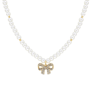 Bow Pendant Pearl Necklace - Bray and Em Boutique