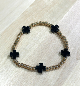 Bracelet Bar: Large Black Cross Beaded Bracelet - Bray and Em Boutique