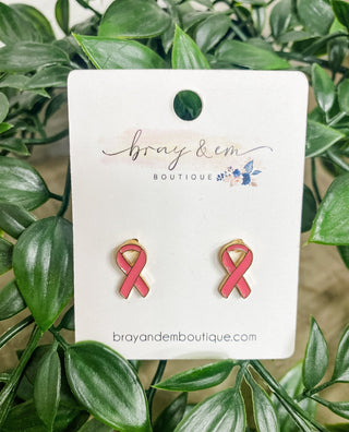 Breast Cancer Awareness Stud Earrings - Bray and Em Boutique