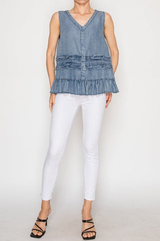 Breeze & Bloom Ruffle Vest - Bray and Em Boutique