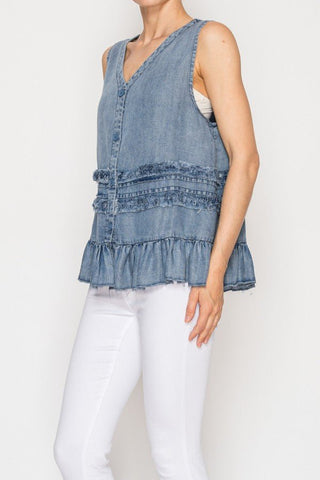 Breeze & Bloom Ruffle Vest - Bray and Em Boutique